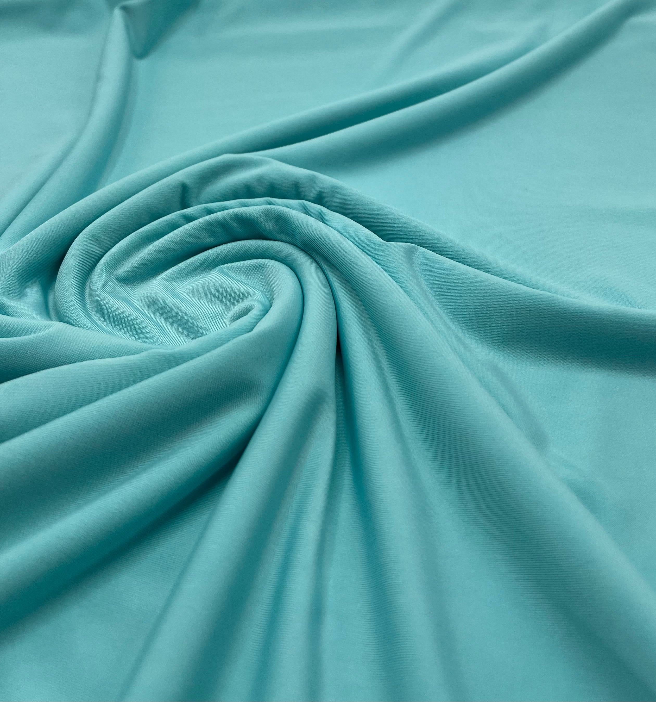 Aqua Blue Plain Shiny Soft Touch Slinky 4 Way Stretch Fabric